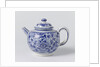 Teapot with lid of blue painted faience, on foot ring by Anonymous