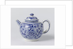 Teapot with lid of blue painted faience, on foot ring by Anonymous