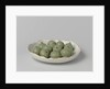 Dish with scalloped edge and twelve figs imposed by Arie Blankers