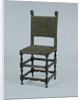 Rosewood chair, covered with green baize, featuring a decoration of orange cord by Anonymous