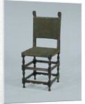 Rosewood chair, covered with green baize, featuring a decoration of orange cord by Anonymous