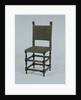 Rosewood chair, covered with green baize, featuring a decoration of orange cord by Anonymous