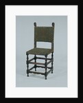 Rosewood chair, covered with green baize, featuring a decoration of orange cord by Anonymous