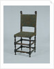 Rosewood chair, covered with green baize, featuring a decoration of orange cord by Anonymous