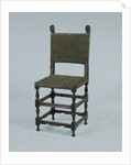 Rosewood chair, covered with green baize, featuring a decoration of orange cord by Anonymous