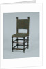 Rosewood chair, covered with green baize, featuring a decoration of orange cord by Anonymous