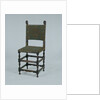 Rosewood chair, covered with green baize, featuring a decoration of orange cord by Anonymous
