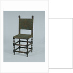 Rosewood chair, covered with green baize, featuring a decoration of orange cord by Anonymous