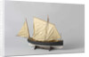 A one-masted sailing boat with a mainsail and jib rigged fore and aft by Anonymous