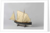 A one-masted sailing boat with a mainsail and jib rigged fore and aft by Anonymous