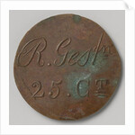 Rijksgestichten Ommerschans and Veenhuizen, home currency beaten by order of the Charity Society worth 25 cents by Anonymous