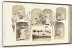 British Guiana, genre portrait women with fruit on dishes, bordered by drawing flora by Anonymous