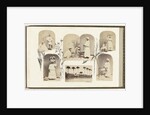British Guiana, genre portrait women with fruit on dishes, bordered by drawing flora by Anonymous
