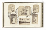 British Guiana, genre portrait women with fruit on dishes, bordered by drawing flora by Anonymous