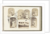 British Guiana, genre portrait women with fruit on dishes, bordered by drawing flora by Anonymous