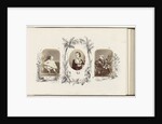 Portrait of Reginald Carter as a child with picture book bordered by drawing flora by Anonymous