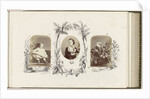 Portrait of Reginald Carter as a child with picture book bordered by drawing flora by Anonymous