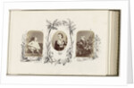 Portrait of Reginald Carter as a child with picture book bordered by drawing flora by Anonymous