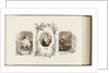 Portrait of Reginald Carter as a child with picture book bordered by drawing flora by Anonymous