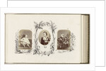 Portrait of Reginald Carter as a child with picture book bordered by drawing flora by Anonymous