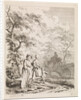 Old man, woman and child on a forest path by Leendert Overbeek