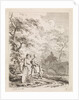 Old man, woman and child on a forest path by Leendert Overbeek