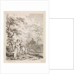 Old man, woman and child on a forest path by Leendert Overbeek