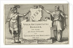 Fame and Arts besides a monumental stone, Anonymous by Claes Jansz. Visscher II