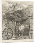 Two horses in a barn, Pieter Gerardus van Os by Paulus Potter