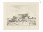 Lying cow with thistle by Pieter Gerardus van Os