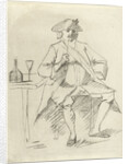 Man with a pipe sitting at a table, Cornelis van Noorde by Cornelis Troost