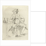 Man with a pipe sitting at a table, Cornelis van Noorde by Cornelis Troost