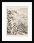Old man, woman and child on a forest path by Leendert Overbeek