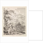 Old man, woman and child on a forest path by Leendert Overbeek