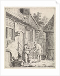 Courtyard with farmers, Johannes Christiaan Janson by Christina Chalon