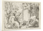 Two nymphs and two satyrs in a wooden tub, Herman van Swanevelt by Charles Audran
