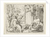 Two nymphs and two satyrs in a wooden tub, Herman van Swanevelt by Charles Audran