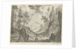 Wooded Landscape with waterfall, Aegidius Sadeler by Roelant Savery