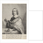 Portrait of architect Jacob Vennekool with a design for the town hall on the Dam Amsterdam by Anonymous