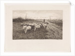 Shepherd with flock of sheep by Elias Stark