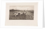 Shepherd with flock of sheep by Elias Stark