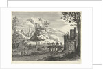 Italian landscape with face on a city, Willem van de Lande by Adriaen van Nieulandt I