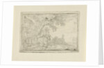 Arcadian landscape with a shepherd at a well by Simon Klapmuts