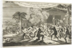 Indians torturing a prisoner with lighted torches by Jan Claesz ten Hoorn