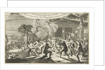 Indians torturing a prisoner with lighted torches by Jan Claesz ten Hoorn