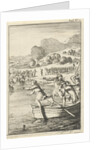 Cook of Marie-Catherine d'Aulnoy arguing on a rowboat with some girls from Biscay by Caspar Luyken