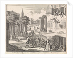Child is thrown out the window because it refuses to serve Mass by Jan Luyken
