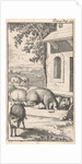 Sancho sleeping in a pig trough in front of a farm by Pieter Mortier