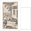 Sancho sleeping in a pig trough in front of a farm by Pieter Mortier