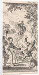 Sancho pelted with stones by shepherds by Pieter Mortier
